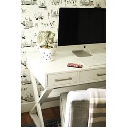 Coaster Furniture White Casual Three Drawer Desk With Criss Cross