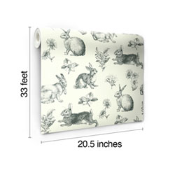 York Wallcoverings Inspired By Color Black And White Bunny Toile