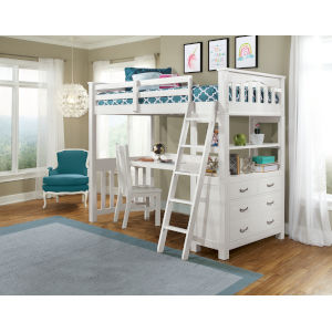 Ne Kids Highlands White Twin Loft Bed With Desk 12070nd Bellacor