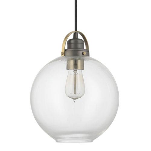 Capital Lighting Fixture Company Graphite And Aged Brass One Light Pendant With Clear Glass 2597