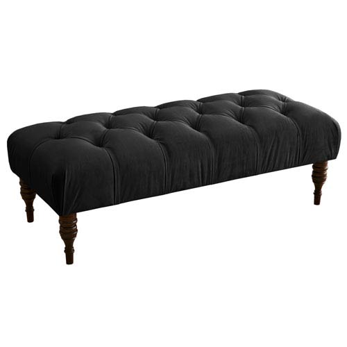 Skyline Furniture Mfg Tufted Bench In Velvet Black