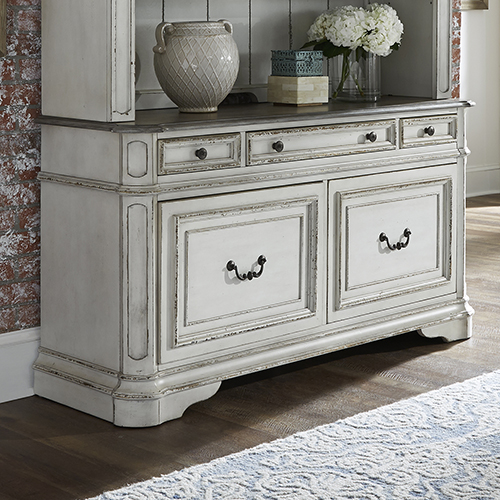 Liberty Furniture Magnolia Manor Antique White 56 Inch Credenza