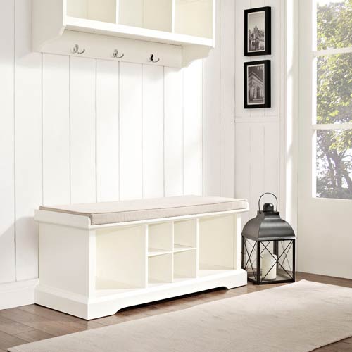 Crosley Furniture Brennan White Entryway Storage Bench