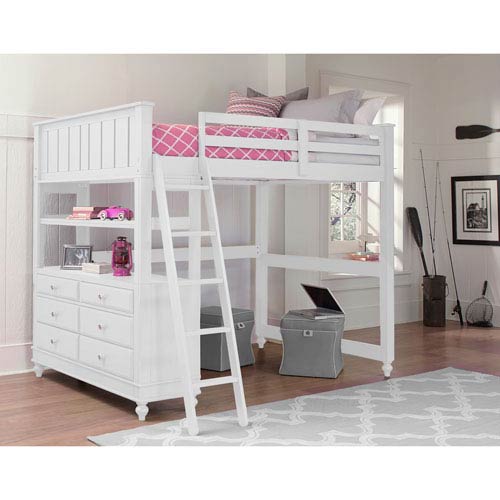 Ne Kids Lake House White Full Loft Bed 1045n Bellacor