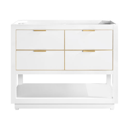 Avanity White 42 Inch Bath Vanity Cabinet With Gold Trim Allie V42 Wtg Bellacor