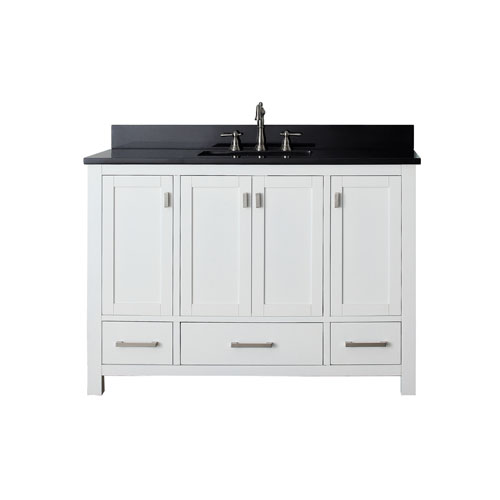 Avanity Modero White 48 Inch Sink Vanity With Black Granite Top Modero Vs48 Wt A Bellacor