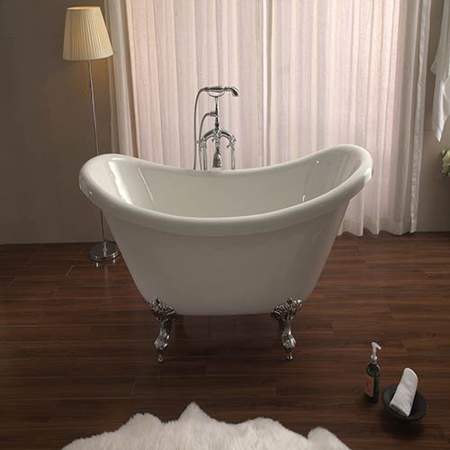 Azzuri Nova 67 Inch Free Standing Acrylic Soaking Tub With Center Drain Pop Up Drain And Overflow