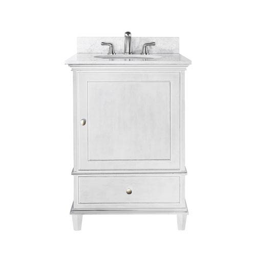 Avanity Windsor 24 Inch White Vanity With Carrera White Marble Top
