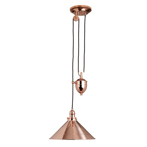 Provence Polished Copper 15 Inch One Light Adjustable Height Pendant