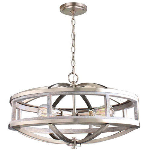 Montrose Acia Wood And Brushed Nickel Four Light Chandelier