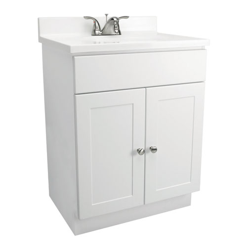 design house vanity combo 24-inch white vanity bathroom cabinet with solid  white marble top
