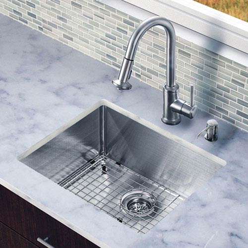 Vigo All In One 23 Inch Undermount Stainless Steel Kitchen Sink And Faucet Set