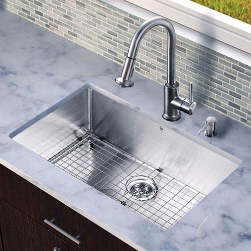 Vigo All In One 30 Inch Undermount Stainless Steel Kitchen Sink And Faucet Set
