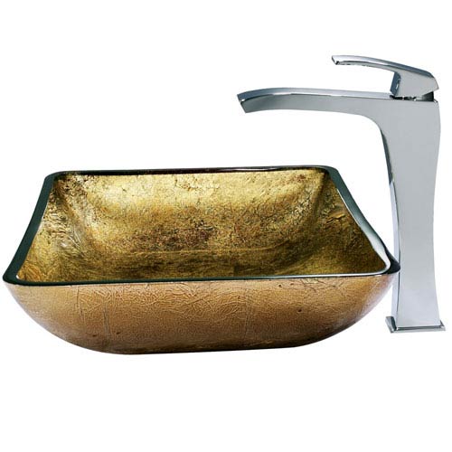 Vigo Rectangular Copper Vessel Sink And Fountain Faucet
