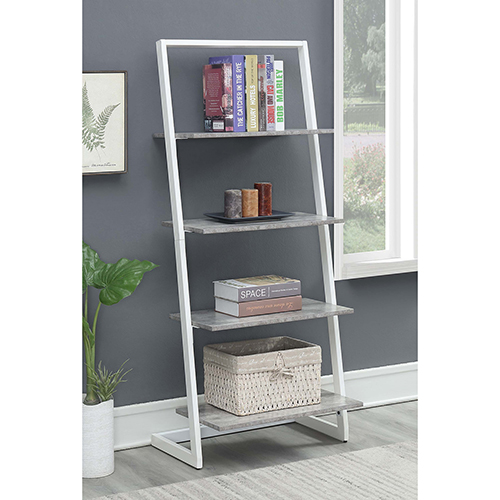 Convenience Concepts Graystone White Four Tier Ladder Bookshelf