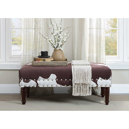 Convenience Concepts Designs4comfort Brown Faux Cowhide Bench With