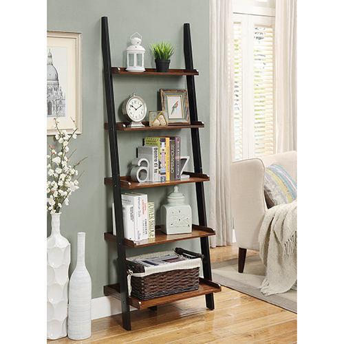 Convenience Concepts French Country Dark Walnut Bookshelf Ladder