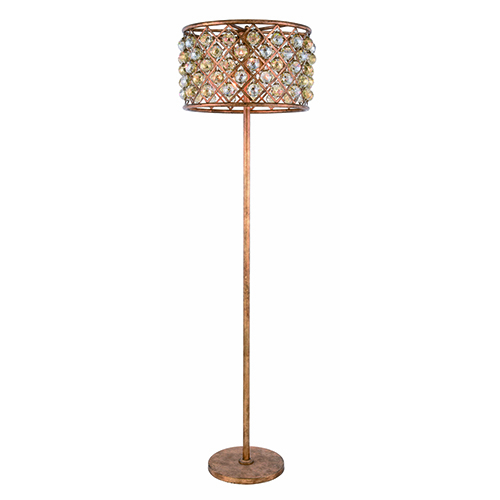 Madison Golden Iron 72 Inch Four Light Floor Lamp With Gold Teak Royal Cut Crystal