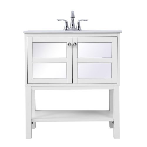 Elegant Lighting Mason White 30 Inch Mirrored Vanity Sink Set Vf26mrwh Bellacor