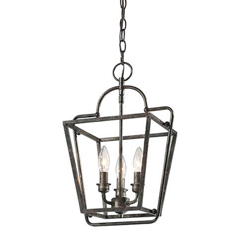 Silver Industrial Pendant Light antique silver 12 inch three light lantern pendant