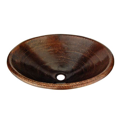 Premier Copper Products Master Bath Oval Hammered Copper Self Rimming Bathroom Sink