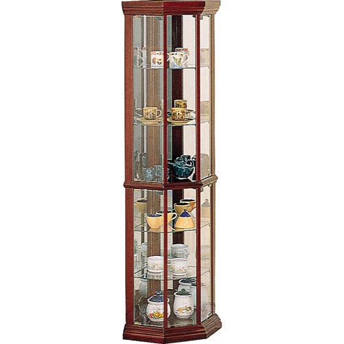 Coaster Furniture Cherry Solid Wood Glass Corner Curio Cabinet