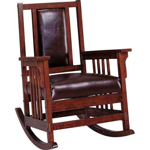 Coaster Furniture Mission Style Wood Rocker With Leather Match