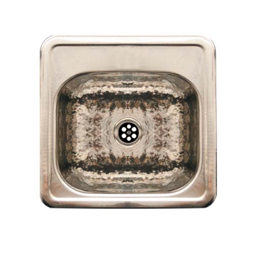 Whitehaus Hammered Stainless Steel 15 Inch Square Drop In Entertainment Prep Sink W Hammered Texture Bowl Mirrored Ledge