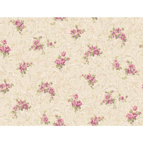 Traditional Pink Rose Wallpaper | Bellacor