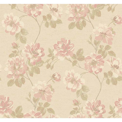 York Wallcoverings Opal Essence Soft Gold And Pink Wild Rose