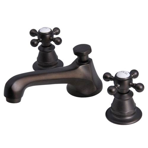 sarah oil rubbed bronze with protective coating cross handles widespread  bathroom low lead water sense faucet