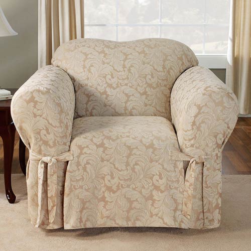 Sure Fit Champagne Scroll Chair Slipcover 47293249853 Bellacor