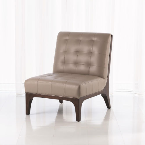Global Views Gray Tufted Leather, Leather Slipper Chair