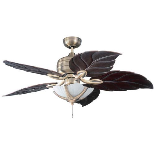 Kendal Lighting Copacabana 52 Inch Havana Brass With Palm Style Walnut Blades Ceiling Fan