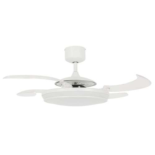 Evo1 White 44 Inch Led Ceiling Fan With Clear Acrylic Blades