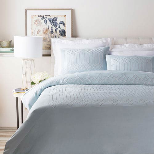 Surya Plaza Light Blue Three Piece Full Queen Duvet Set Plz4001