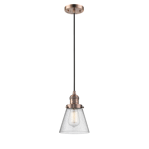 Antique Copper Pendant Light innovations lighting small cone antique copper six inch one light mini pendant with seedy cone glass and black cord