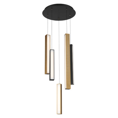 Modern Forms Chaos Black And Aged Brass Five Light Led Pendant With Black Canopy Pd r Bk Ab Bk Bellacor