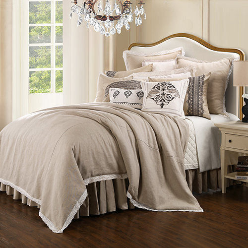 Hiend Accents Charlotte Cream Super Queen Four Piece Comforter Set