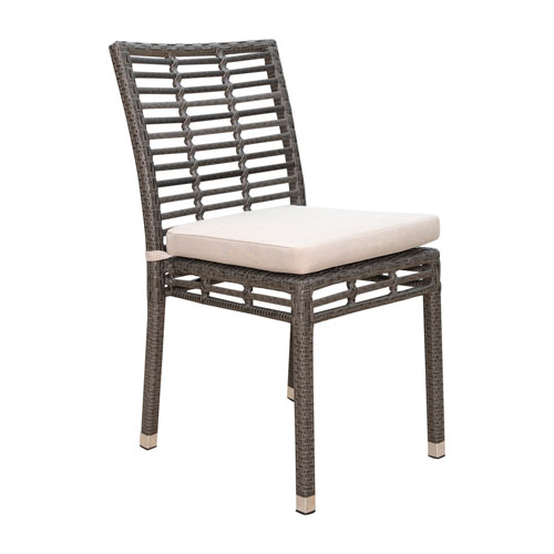 Panama Jack Intech Grey Outdoor Stackable Side Chair With Sunbrella Cabaret Blue Haze Cushion