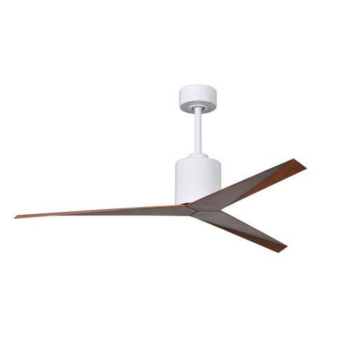 Matthews Fan Eliza Gloss White 56 Inch Paddle Ceiling Fan With Walnut Tone Blades