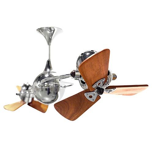 Italo Ventania Polished Chrome 62 Inch Rotational Ceiling Fan With Wood Blades