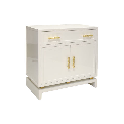 Shop Glossy White Lacquer and Gold Leaf Cabinet from Bellacor on Openhaus