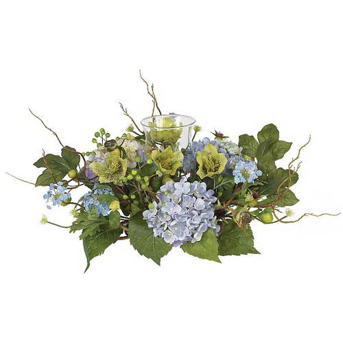 Nearly Natural Hydrangea Candelabrum Silk Flower Arrangement - 