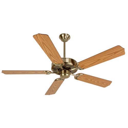 Contractors Design Antique Brass Ceiling Fan With 52 Inch Light Oak Blades