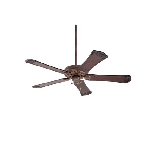 Crown Select Gilded Bronze 60 Inch Ceiling Fan With Dark Walnut Hand Carved Ornate Blades