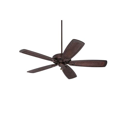 Premium Select Oil Rubbed Bronze 54 Inch Ceiling Fan With Vintage Walnut Rattan Hand Carved Blades
