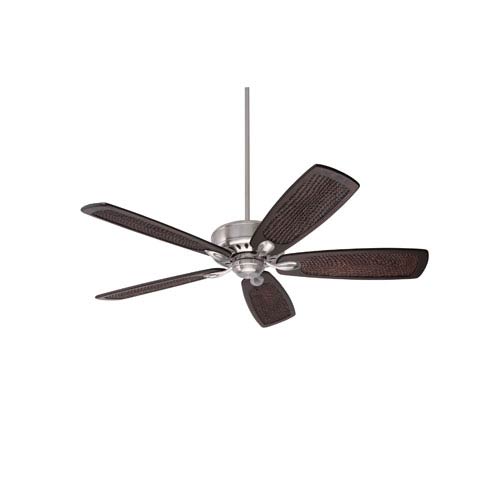 Emerson Fans Avant Eco Brushed Steel Energy Star Ecomotor 54 Inch Ceiling Fan With Vintage Walnut Rattan Hand Carved Blades