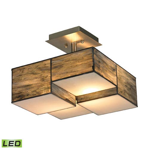 Cubist Brushed Nickel Led Two Light Semi Flush Mount Fixture