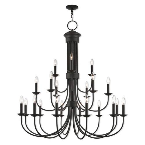 Estate Bronze 42 Inch Twenty One Light Foyer Chandelier